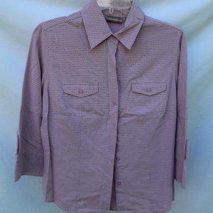 Croft & Barrow Pink Black Button Down Top Sz S